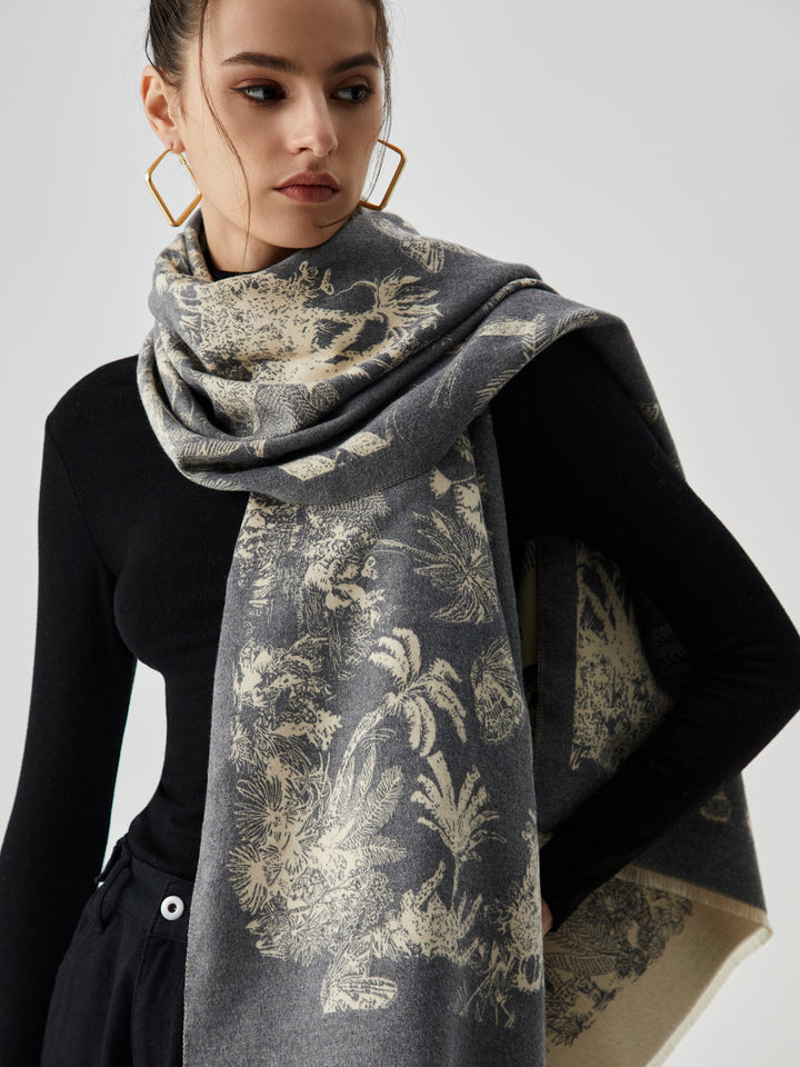 Écharpe Jacquard Double Face à Pompons
