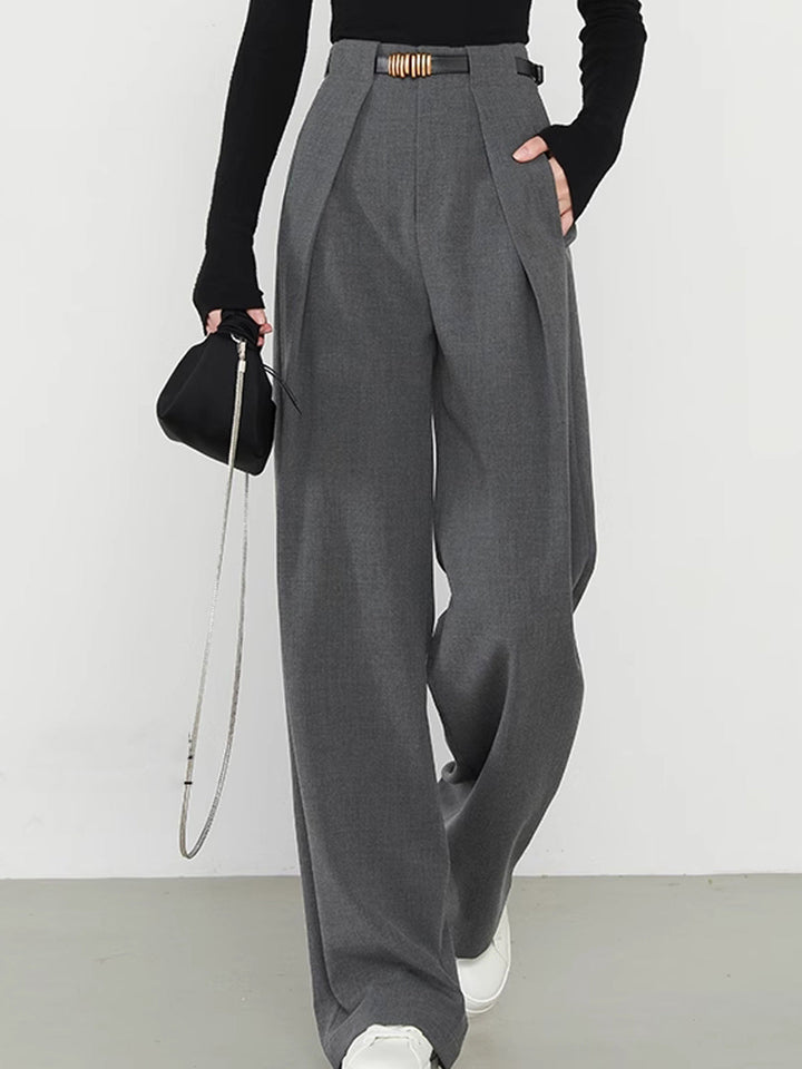 Pantalon Droit Uni à Poches