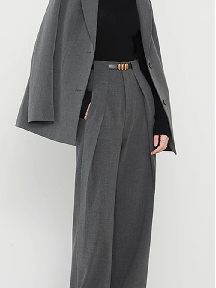 Pantalon Droit Uni à Poches