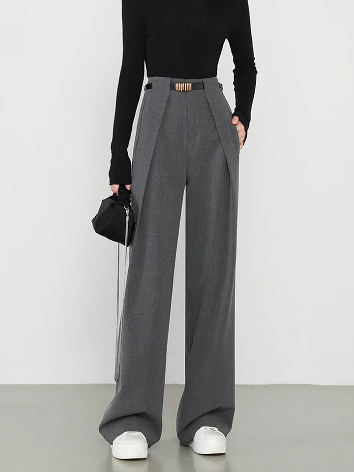 Pantalon Droit Uni à Poches