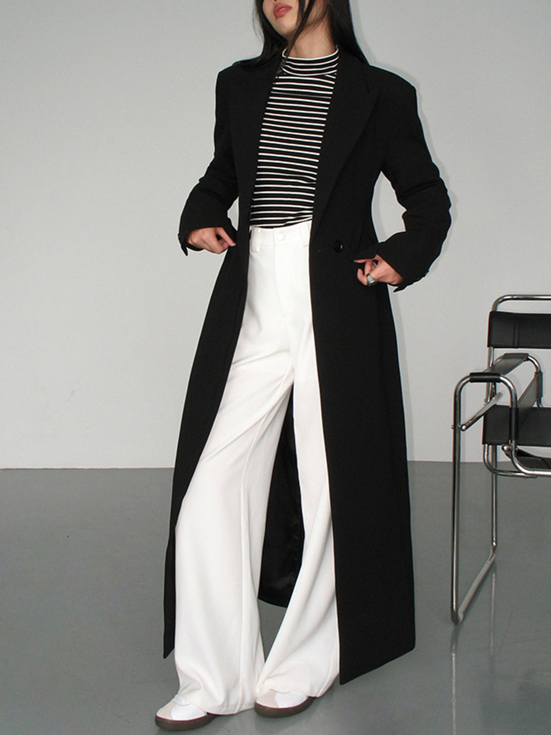 Manteau Blazer à Col Poche