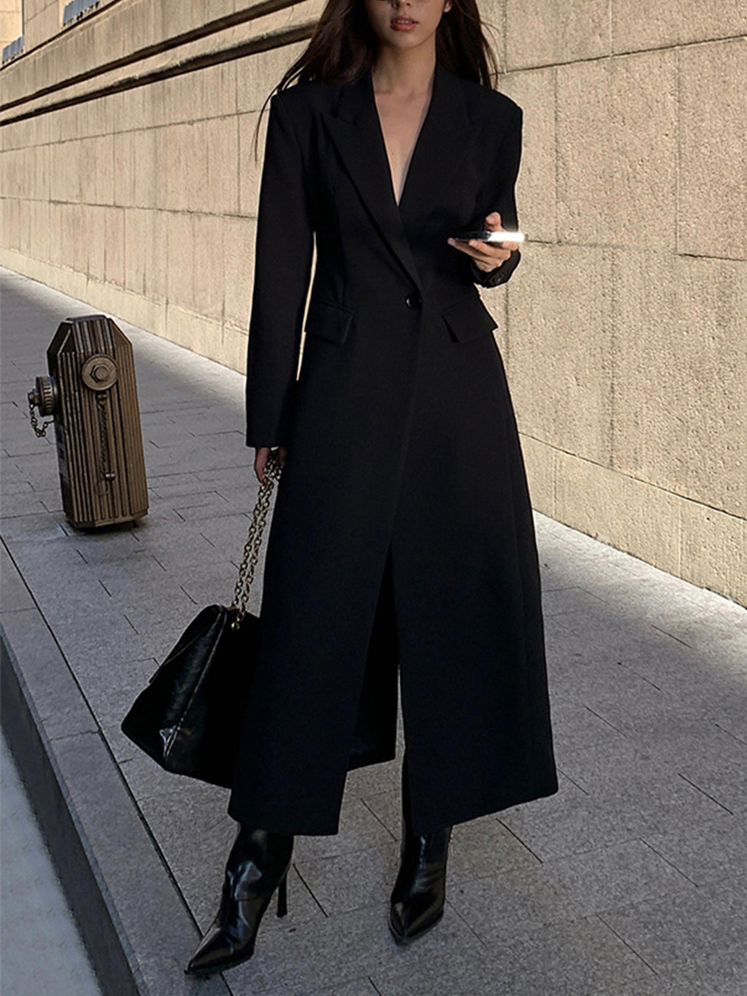 Manteau Blazer à Col Poche