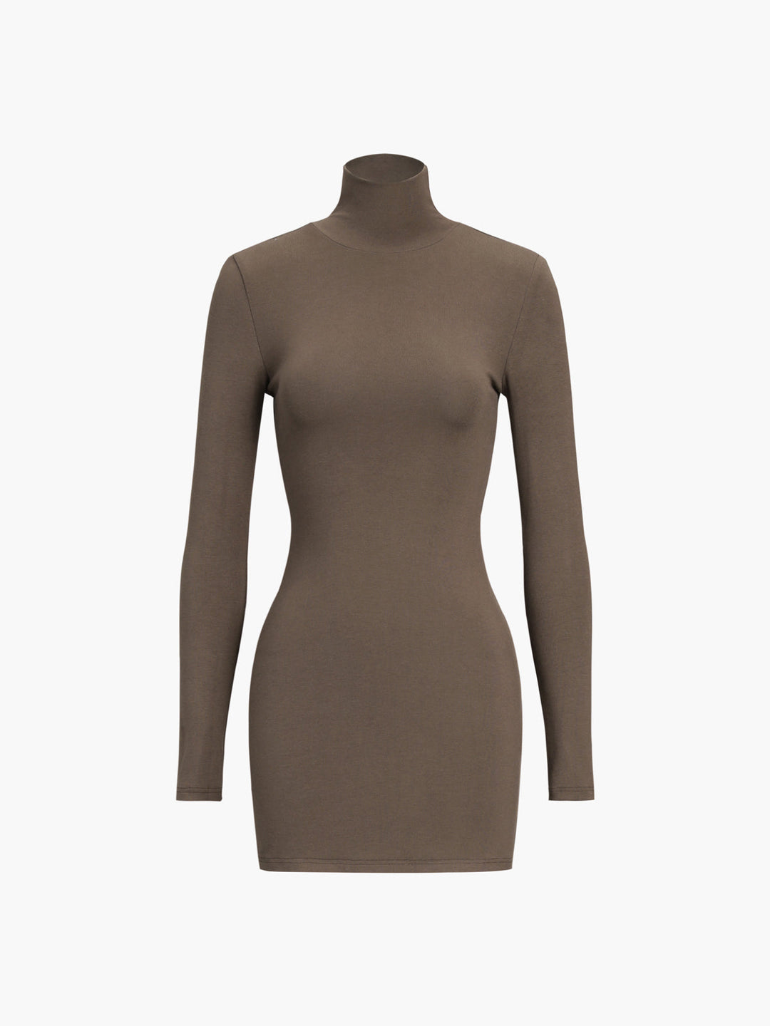 Robe Courte Manches Longues à Dos Ouvert à Col Roulé