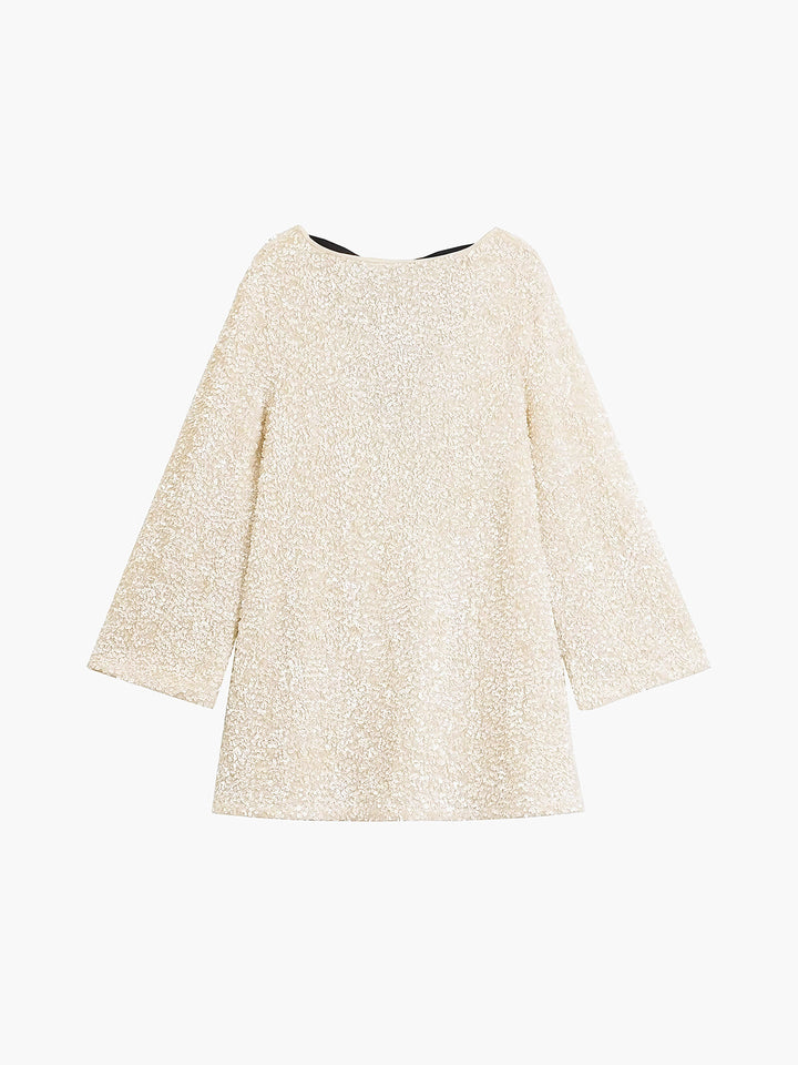 Robe Mini à Pois en Velours avec Nœud