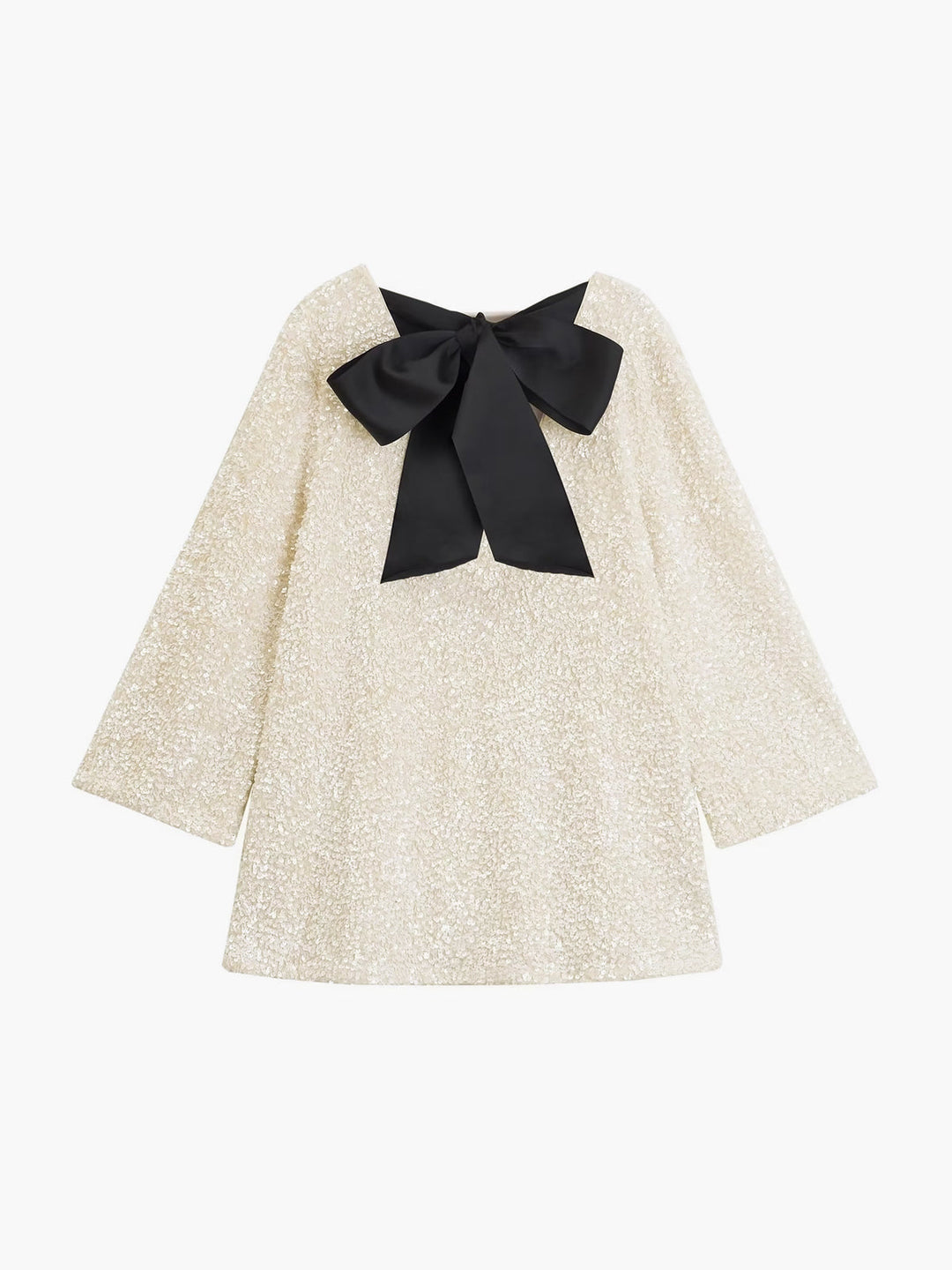 Robe Mini à Pois en Velours avec Nœud