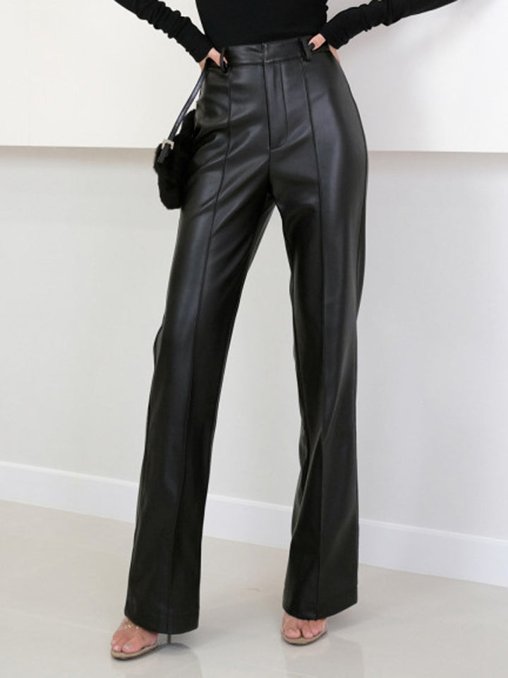 Pantalons taille haute en similicuir