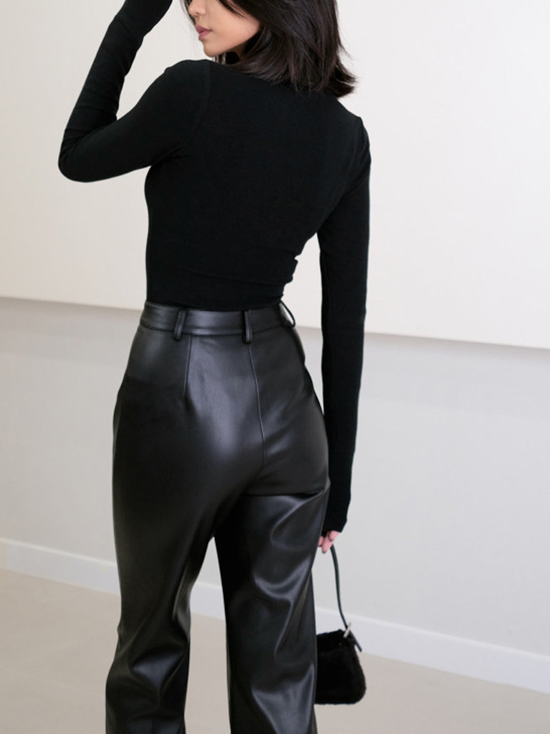 Pantalons taille haute en similicuir