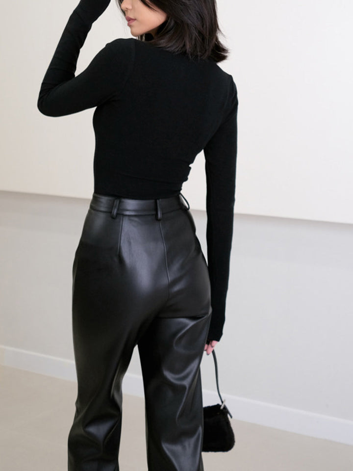 Pantalons taille haute en similicuir