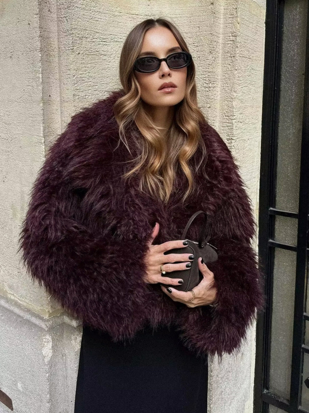 Manteau Court en Fausse Fourrure Douce