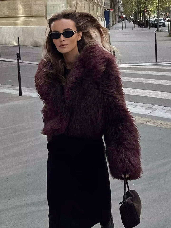 Manteau Court en Fausse Fourrure Douce