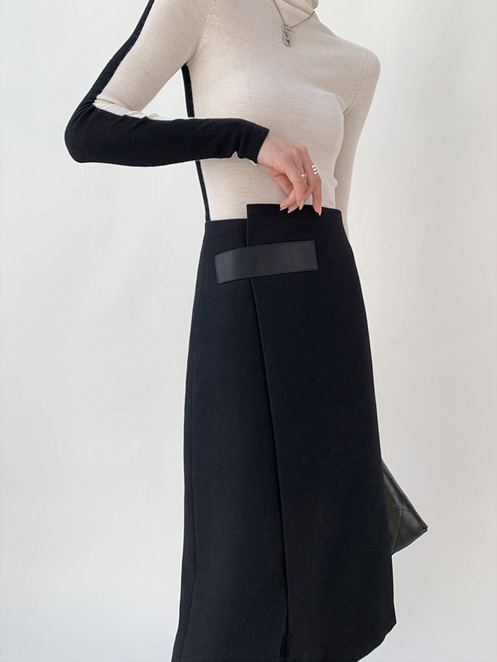 Jupe Midi En Tweed Taille Haute Asymétrique à Enveloppement