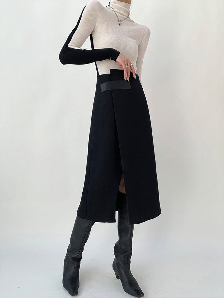 Jupe Midi En Tweed Taille Haute Asymétrique à Enveloppement