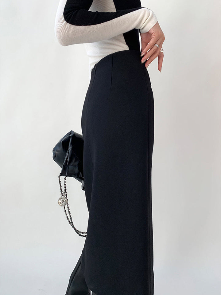 Jupe Midi En Tweed Taille Haute Asymétrique à Enveloppement