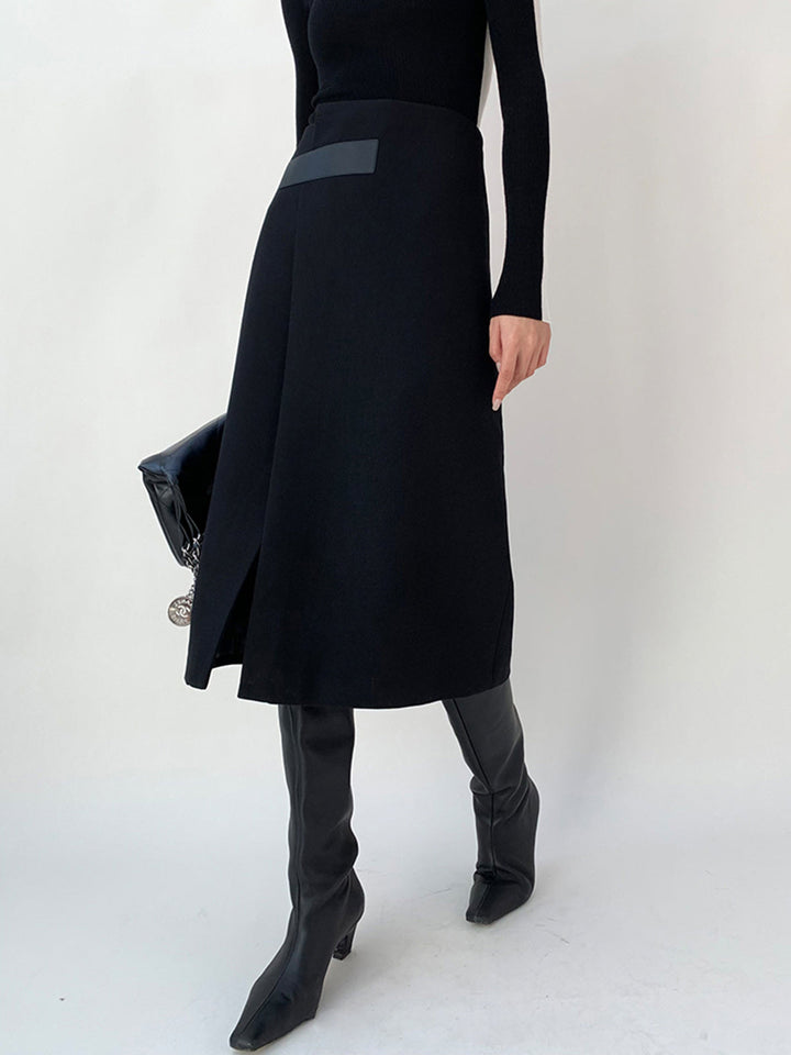 Jupe Midi En Tweed Taille Haute Asymétrique à Enveloppement
