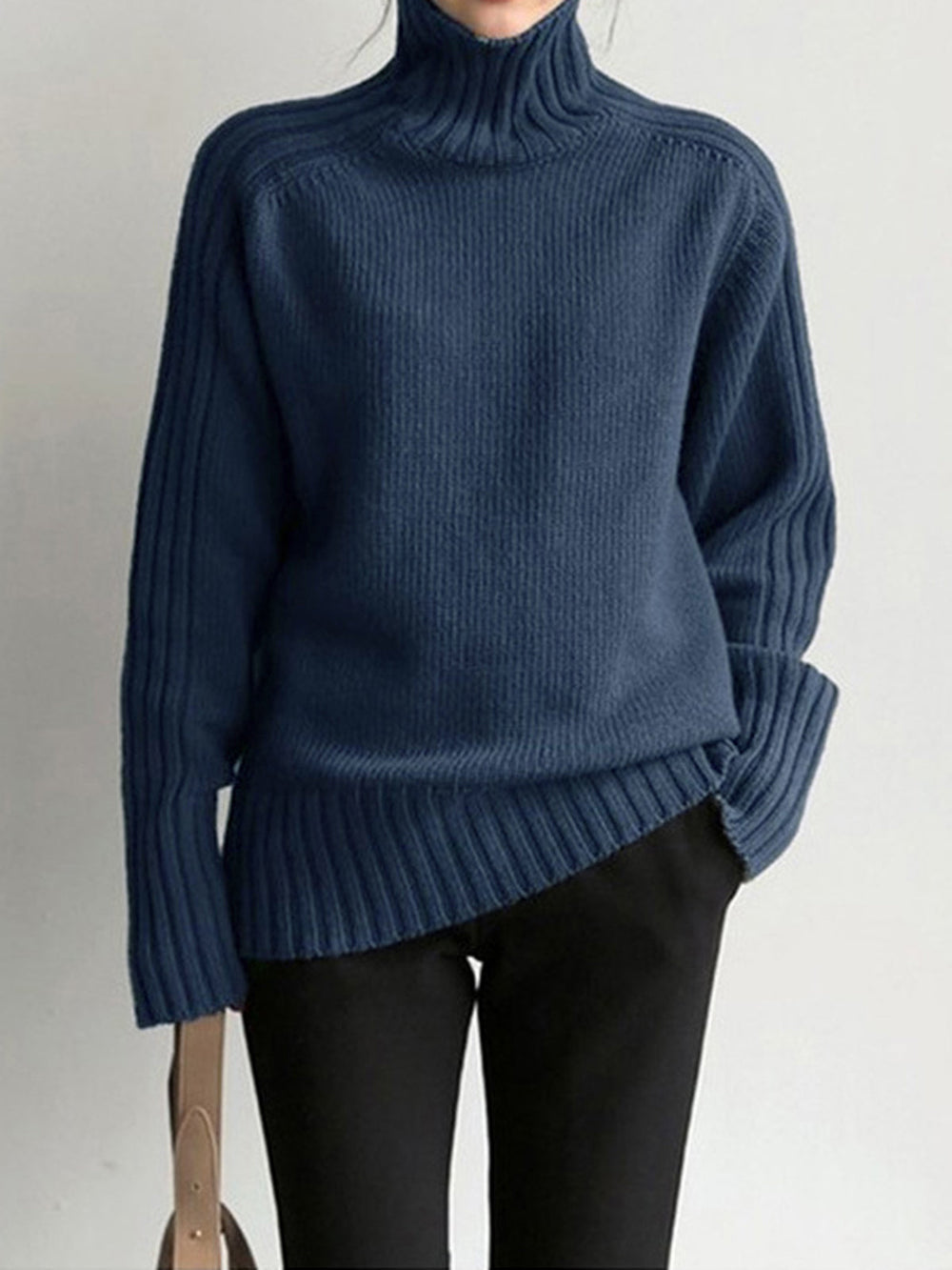 Pull en maille à col haut
