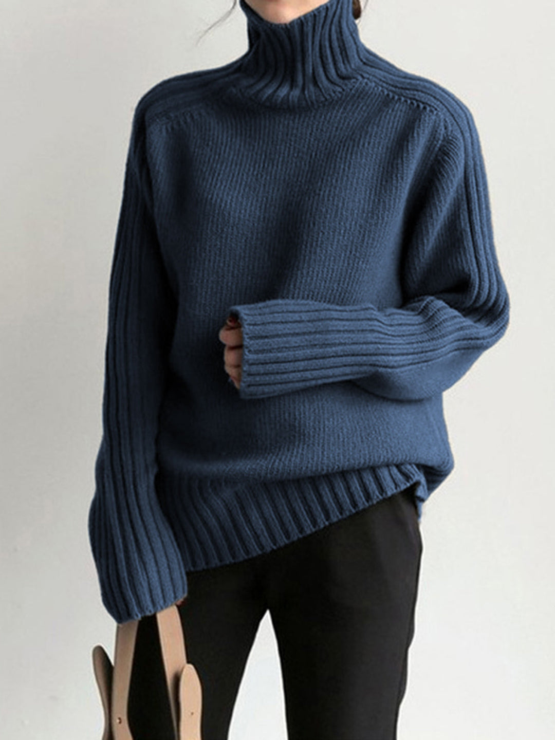 Pull en maille à col haut