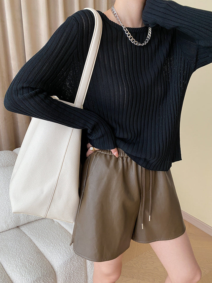 Haut Manches Longues Semi-transparent en Tricot