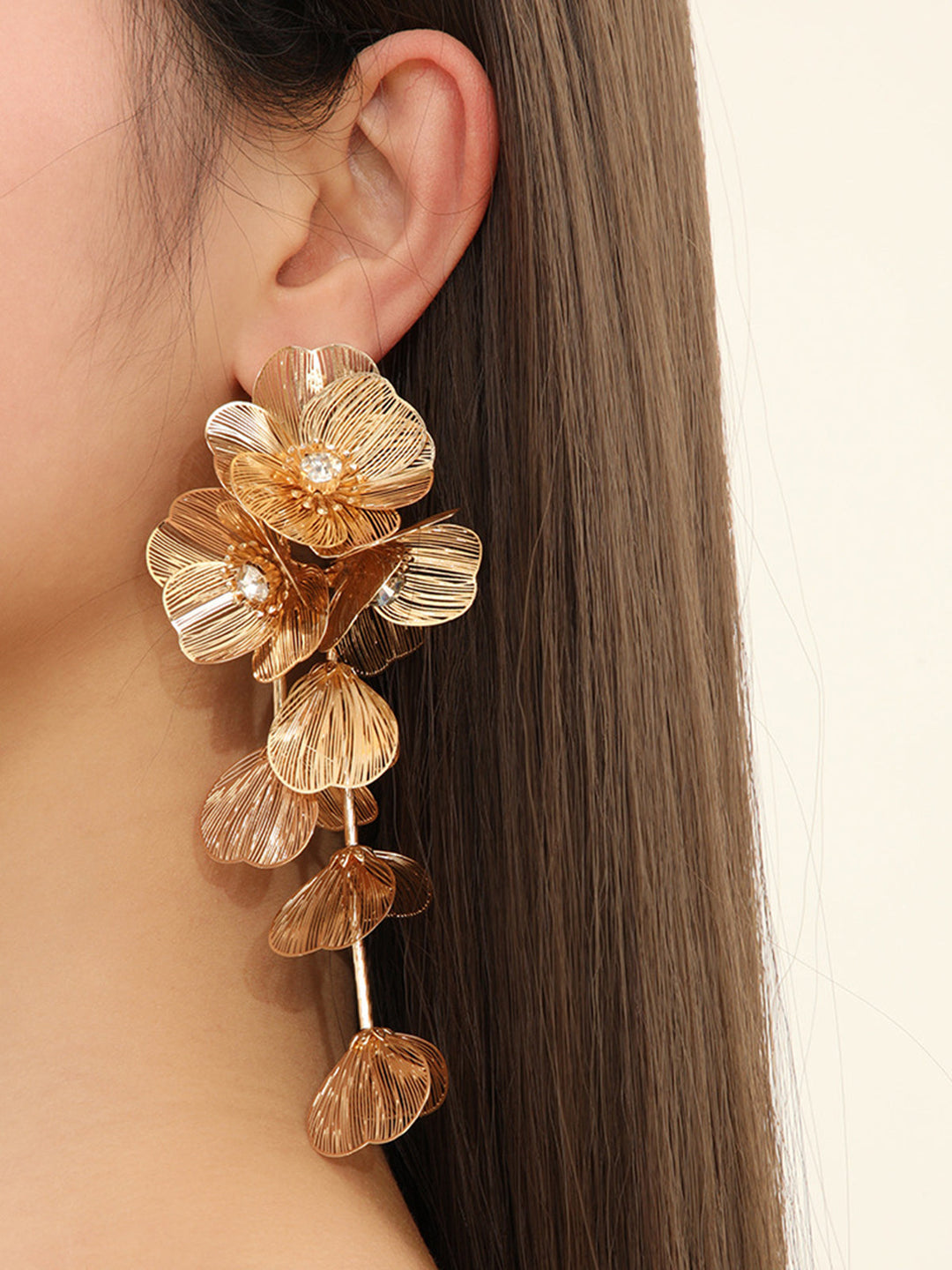 Boucles d'oreilles à franges décor floral