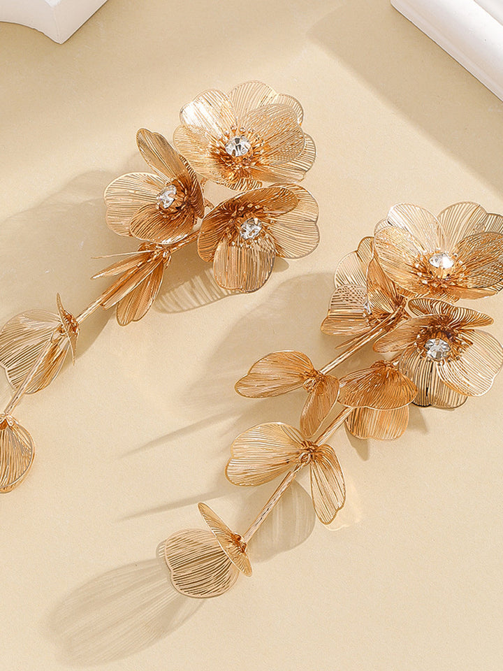 Boucles d'oreilles à franges décor floral
