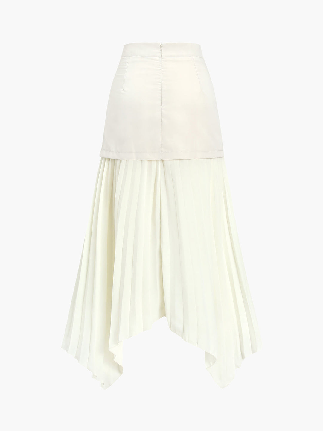 Jupe Midi Plissée Asymétrique Boutonnée Patchwork