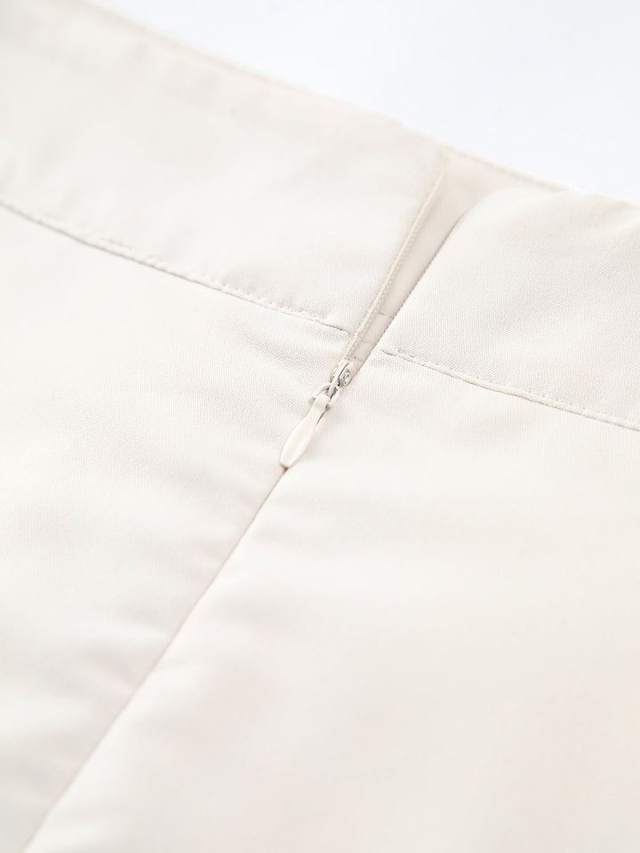 Jupe Midi Plissée Asymétrique Boutonnée Patchwork
