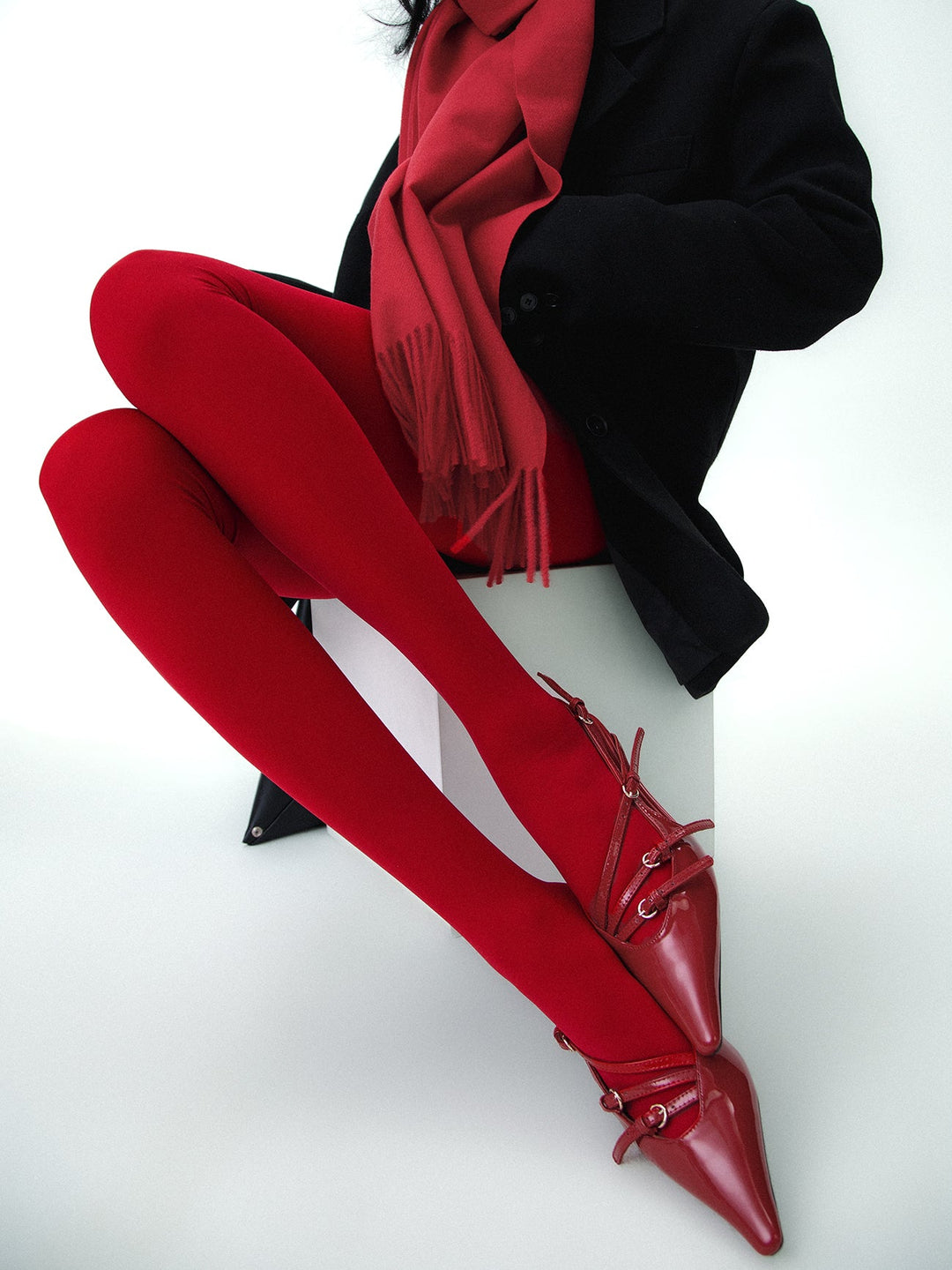 Collants en velours uni
