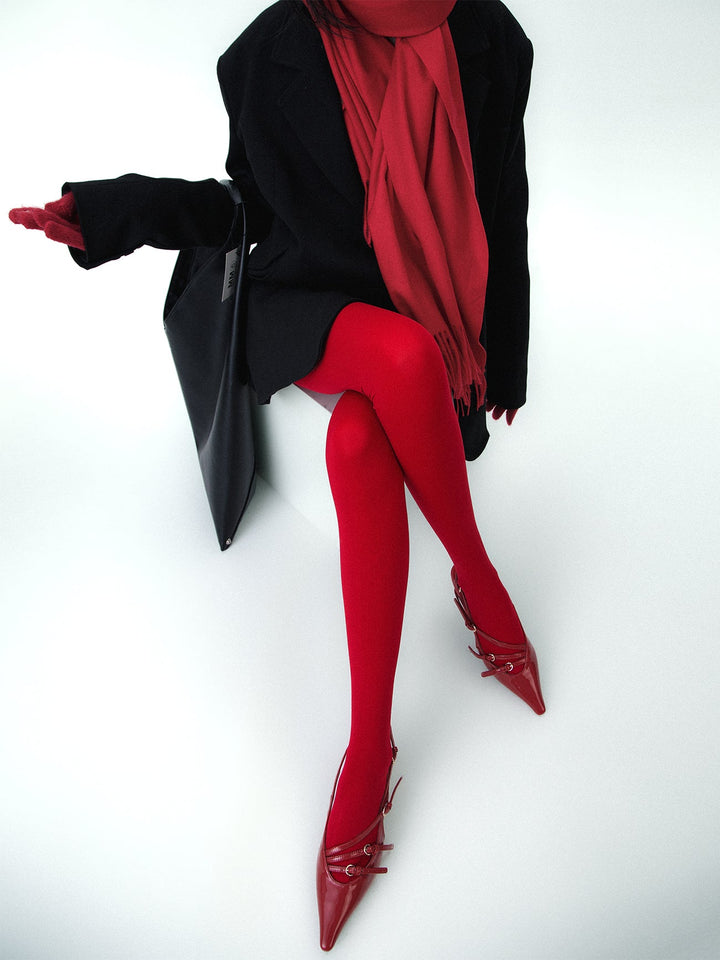 Collants en velours uni