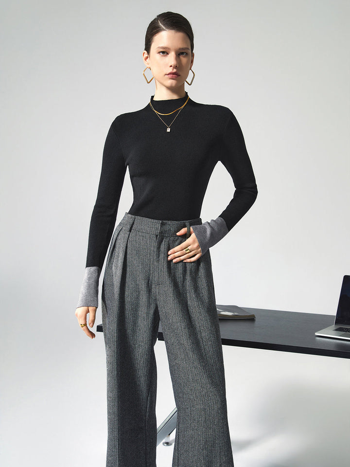 Haut en tricot avec poignets contrastants