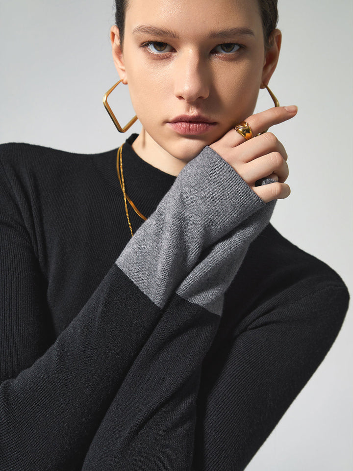 Haut en tricot avec poignets contrastants