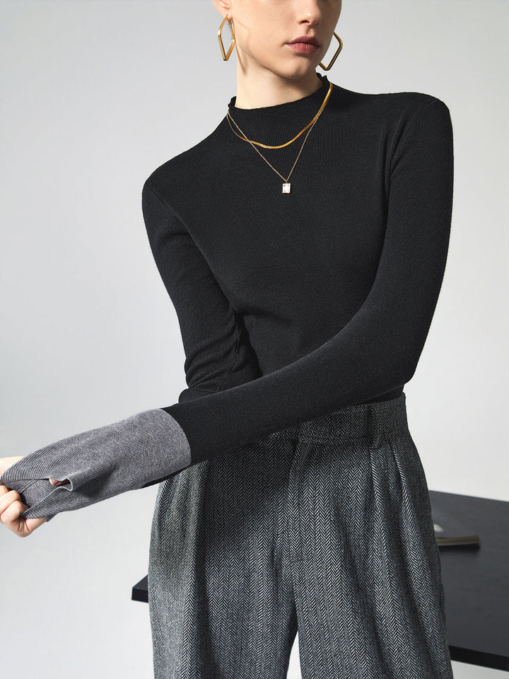 Haut en tricot avec poignets contrastants