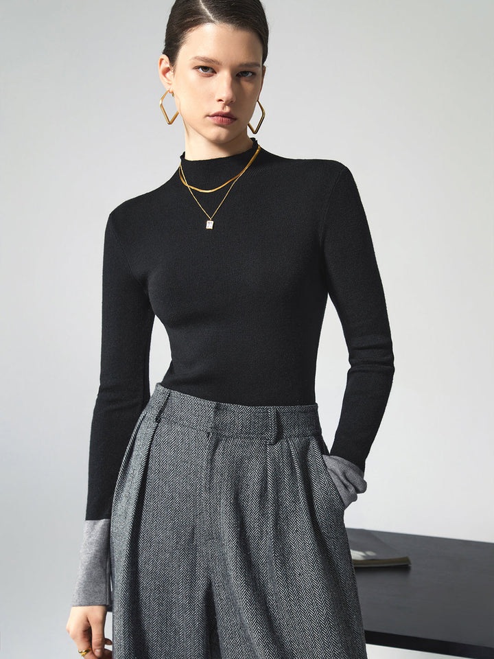 Haut en tricot avec poignets contrastants