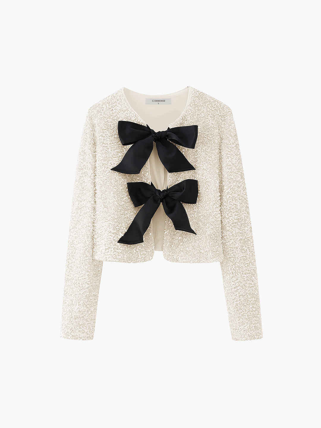 Veste à nœud décoratif en velours à paillettes