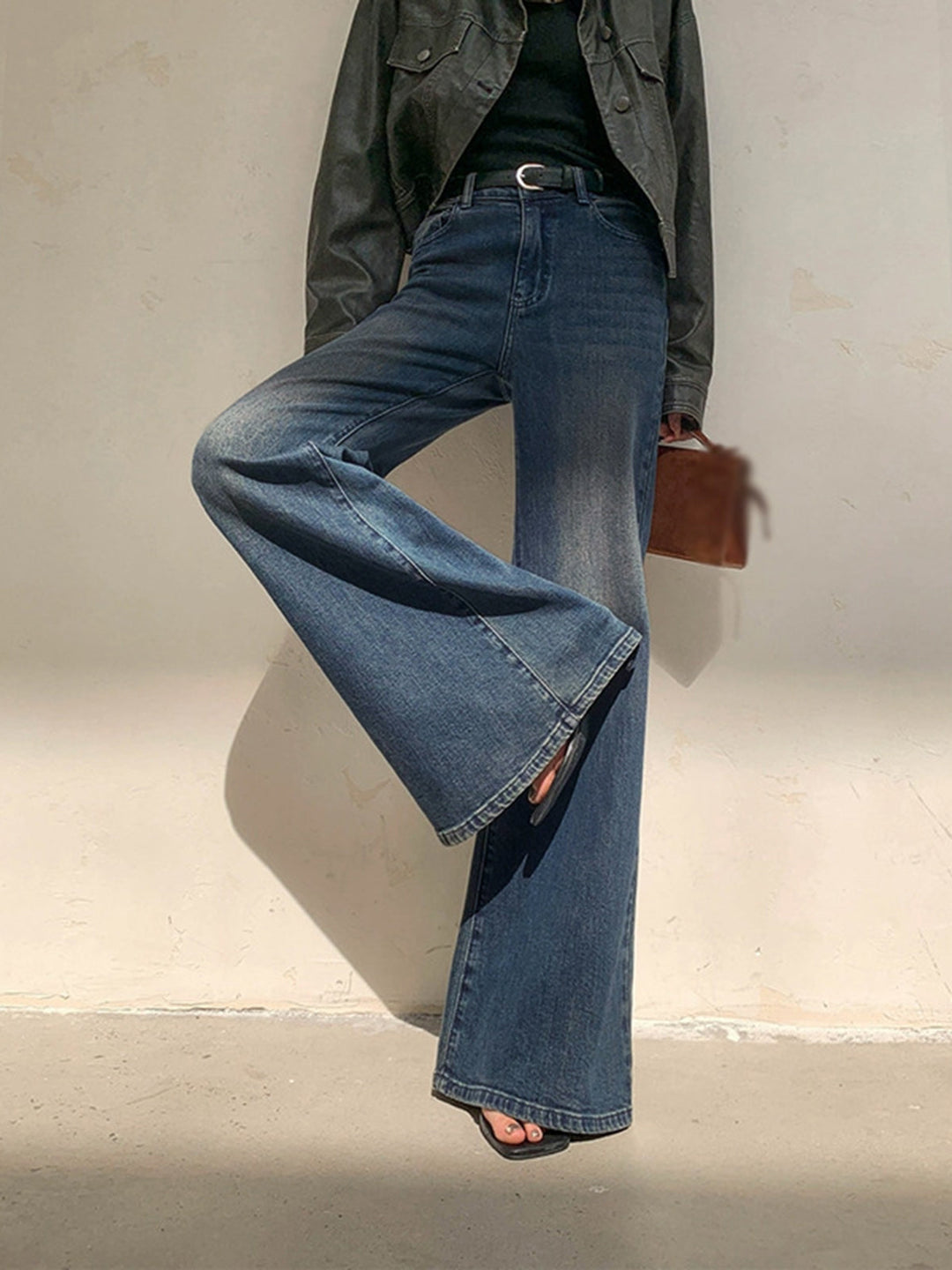 Jeans Larges Vintage Délavés Taille Basse