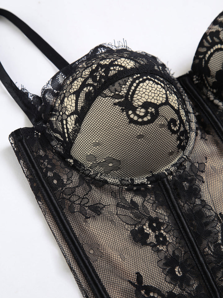 Corset Corsage Dentelle Semi-transparente