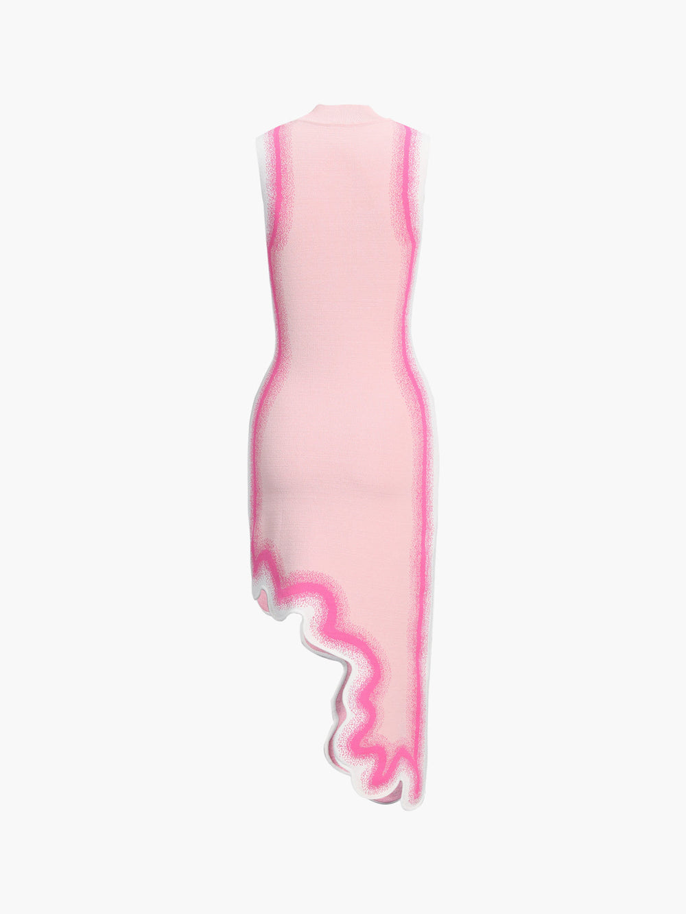 Robe Longue Tricotée Sans Manches à Bord Ondulé Irrégulier