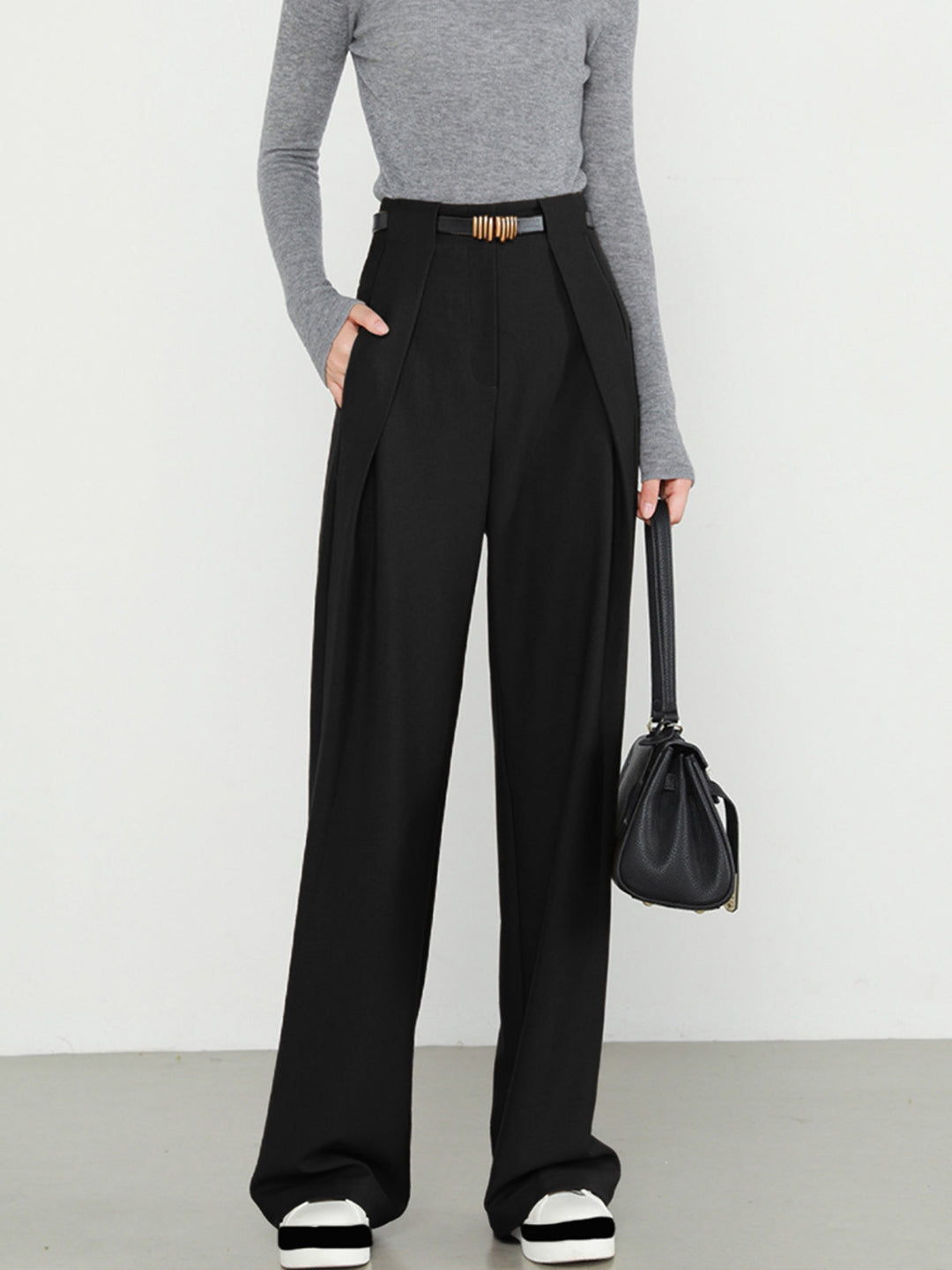 Pantalon Droit Uni Avec Poches