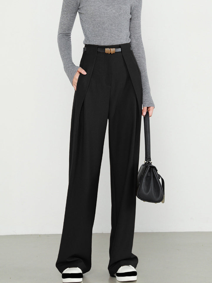 Pantalon Droit Uni Avec Poches