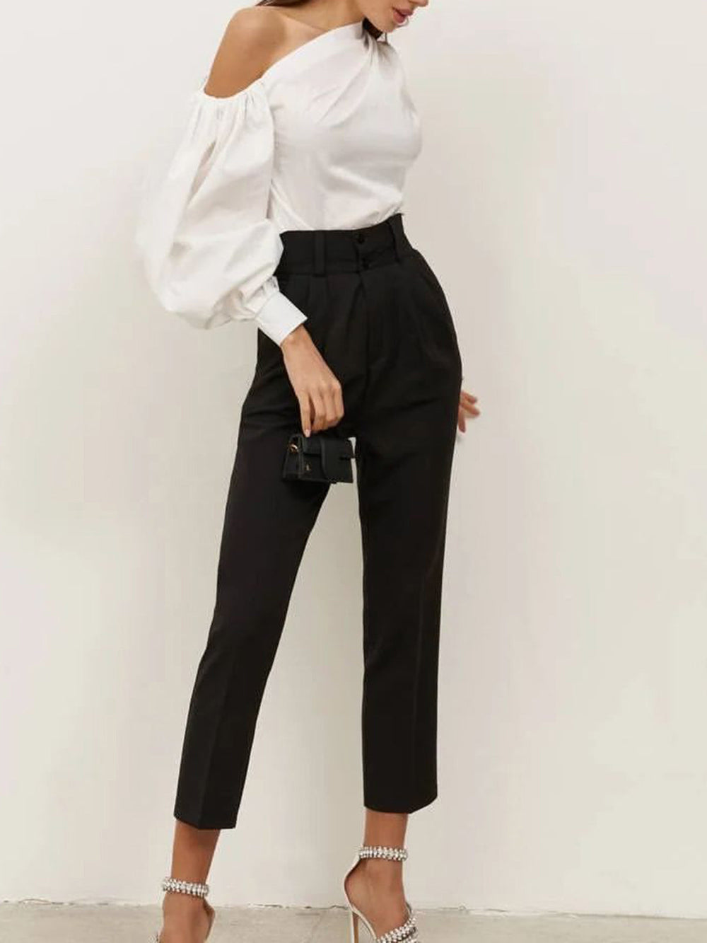 Blouse Asymétrique à Épaules Dénudées