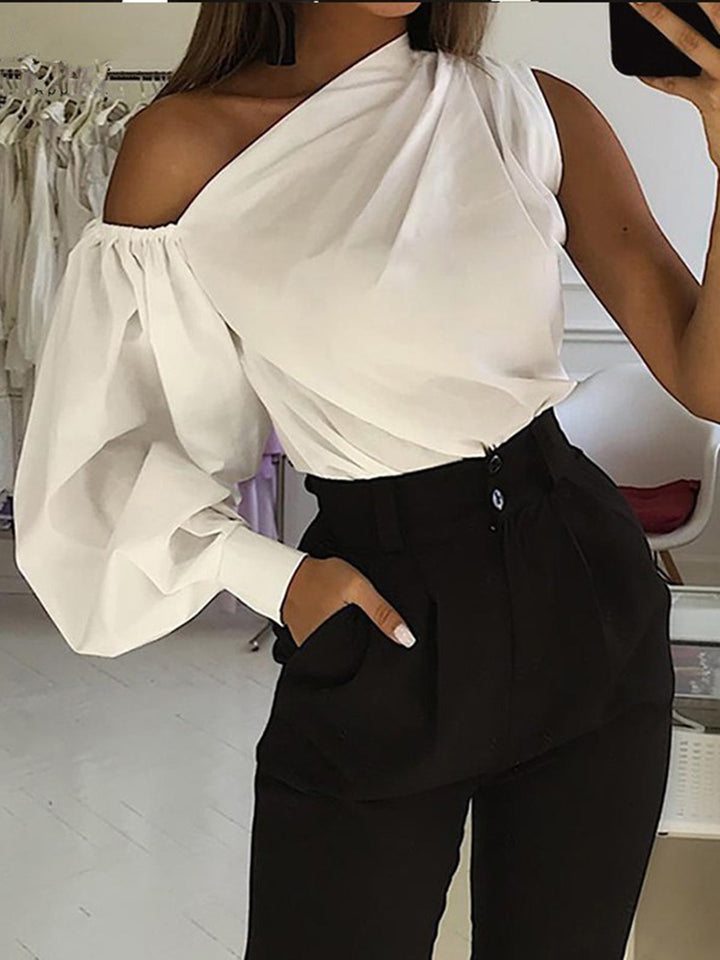 Blouse Asymétrique à Épaules Dénudées