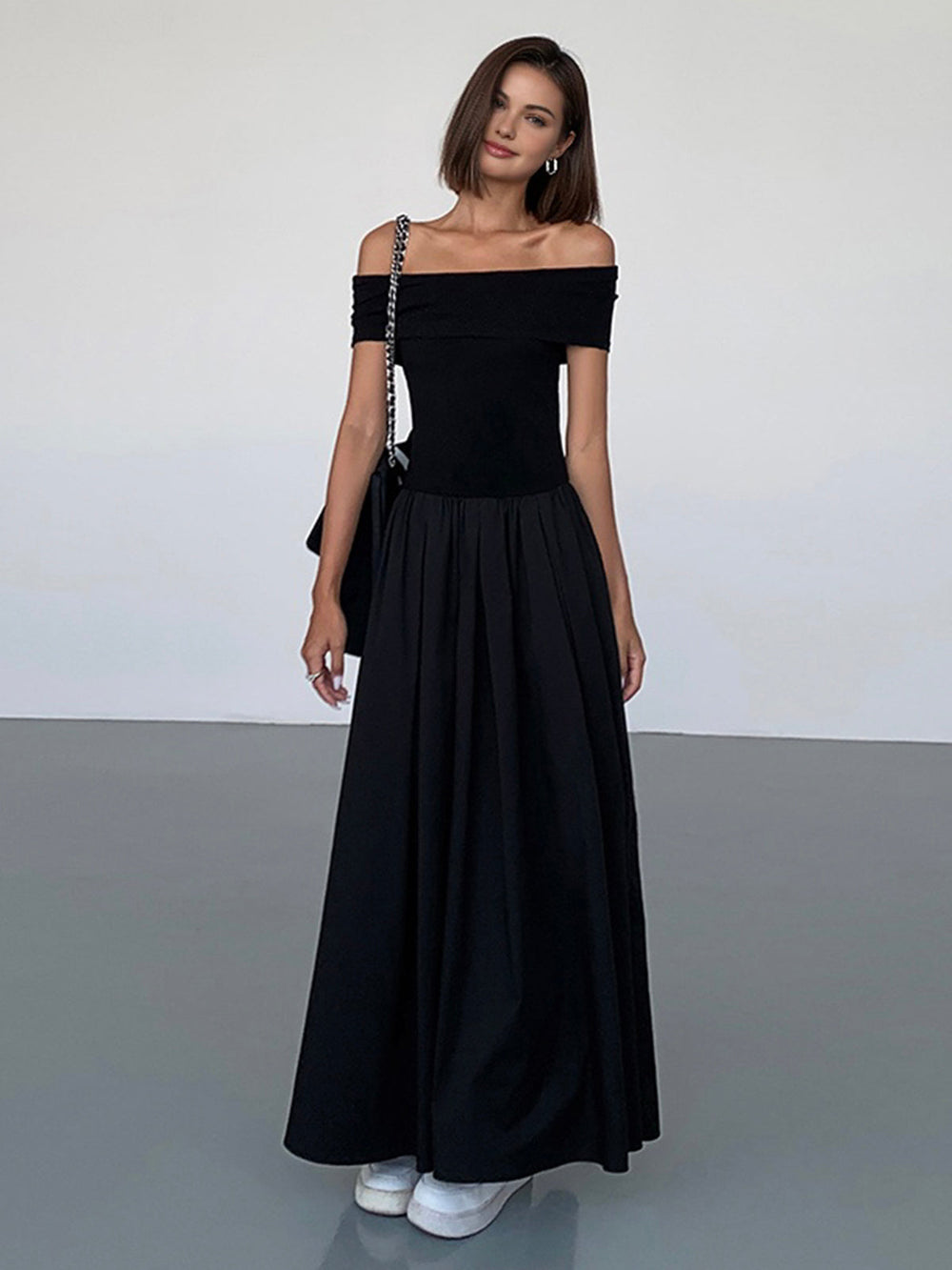Frenchy Robe Longue Épaule Dégagée Unie