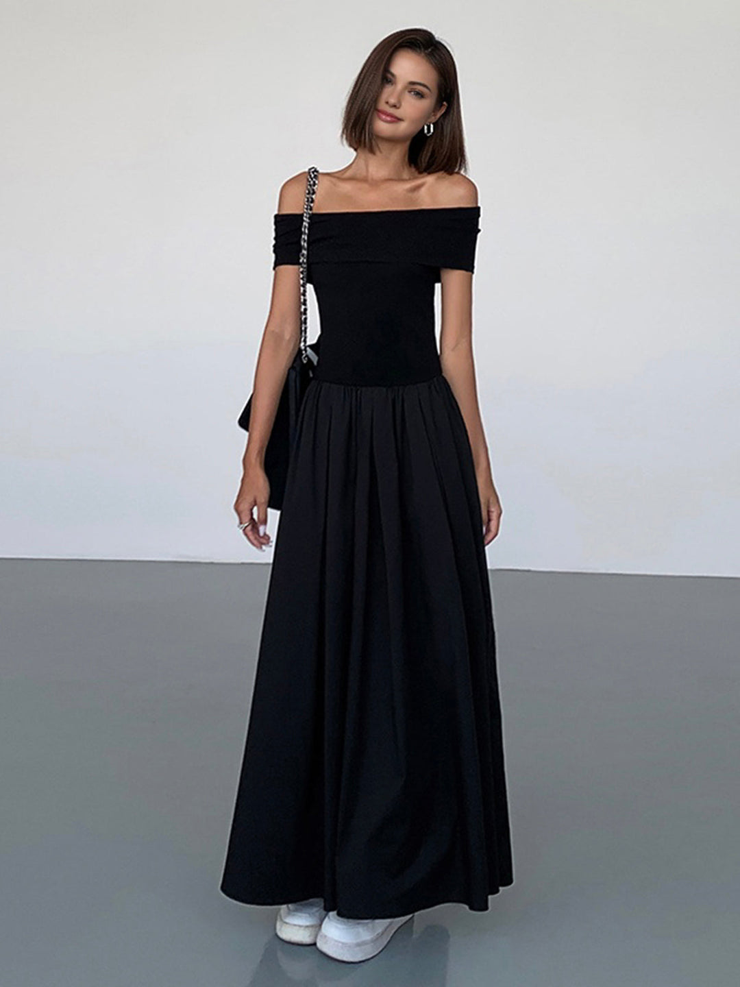 Frenchy Robe Longue Épaule Dégagée Unie