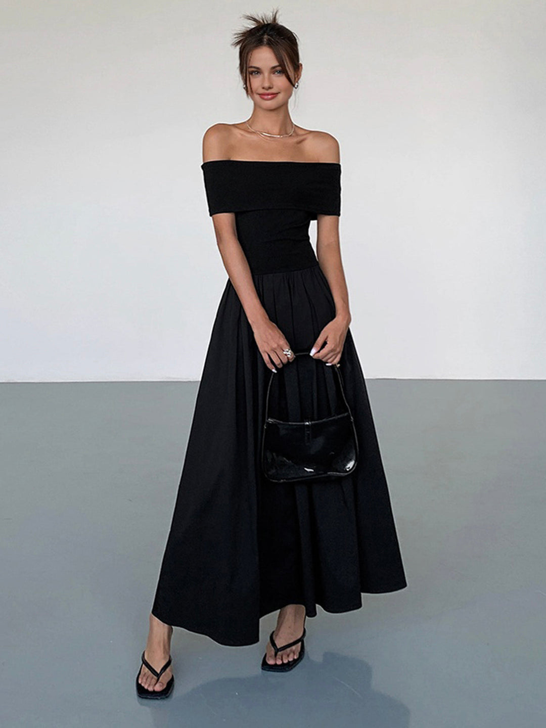 Frenchy Robe Longue Épaule Dégagée Unie