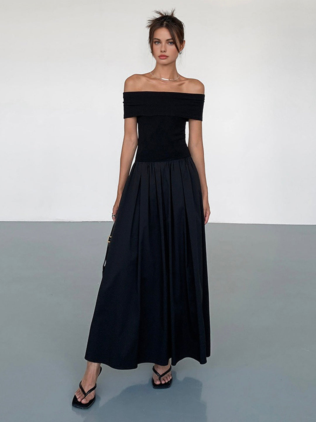 Frenchy Robe Longue Épaule Dégagée Unie