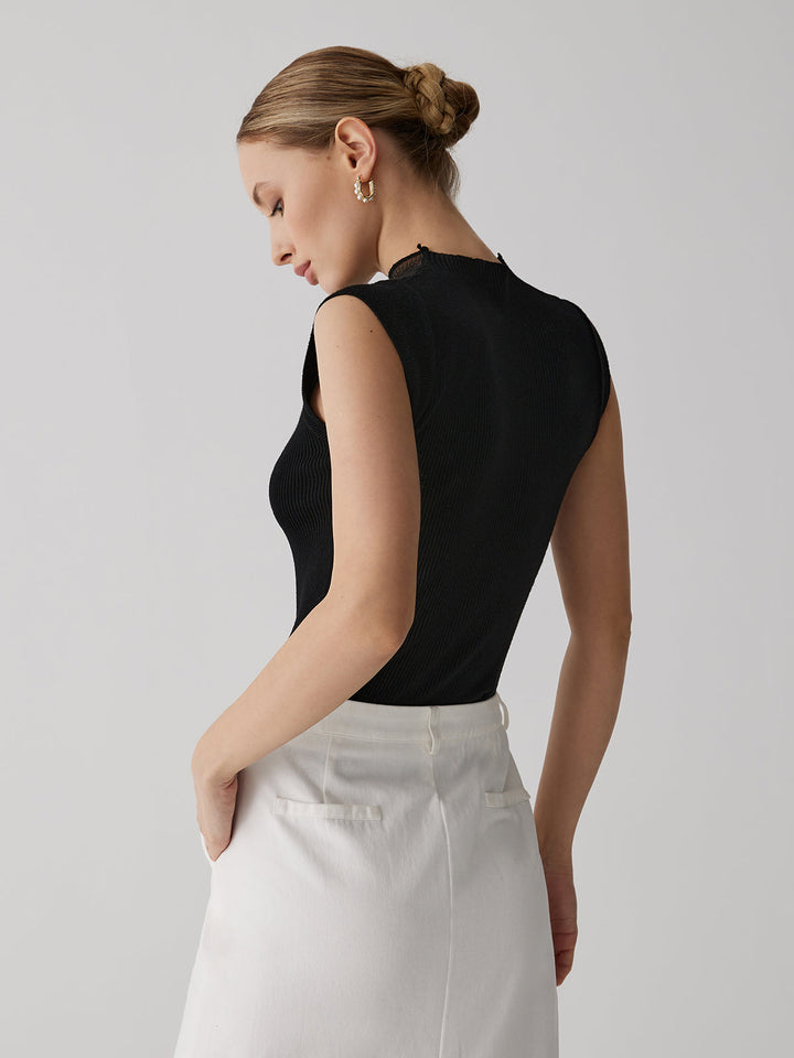 Haut sans manches patchwork en mesh