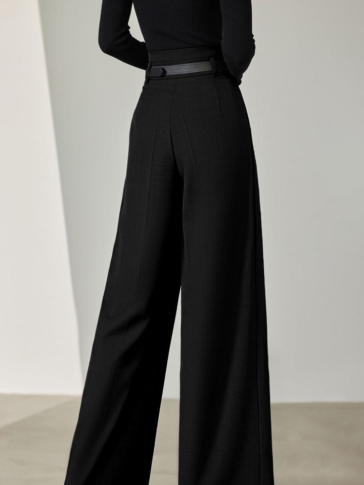 Pantalon Large Plissé Ceinturé