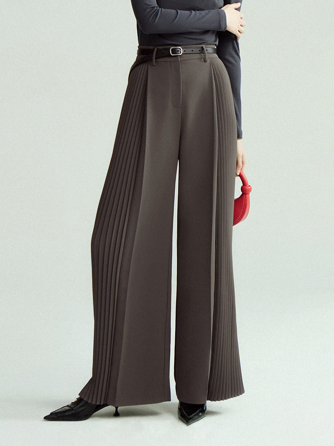 Pantalons Larges Plissés Sans Ceinture