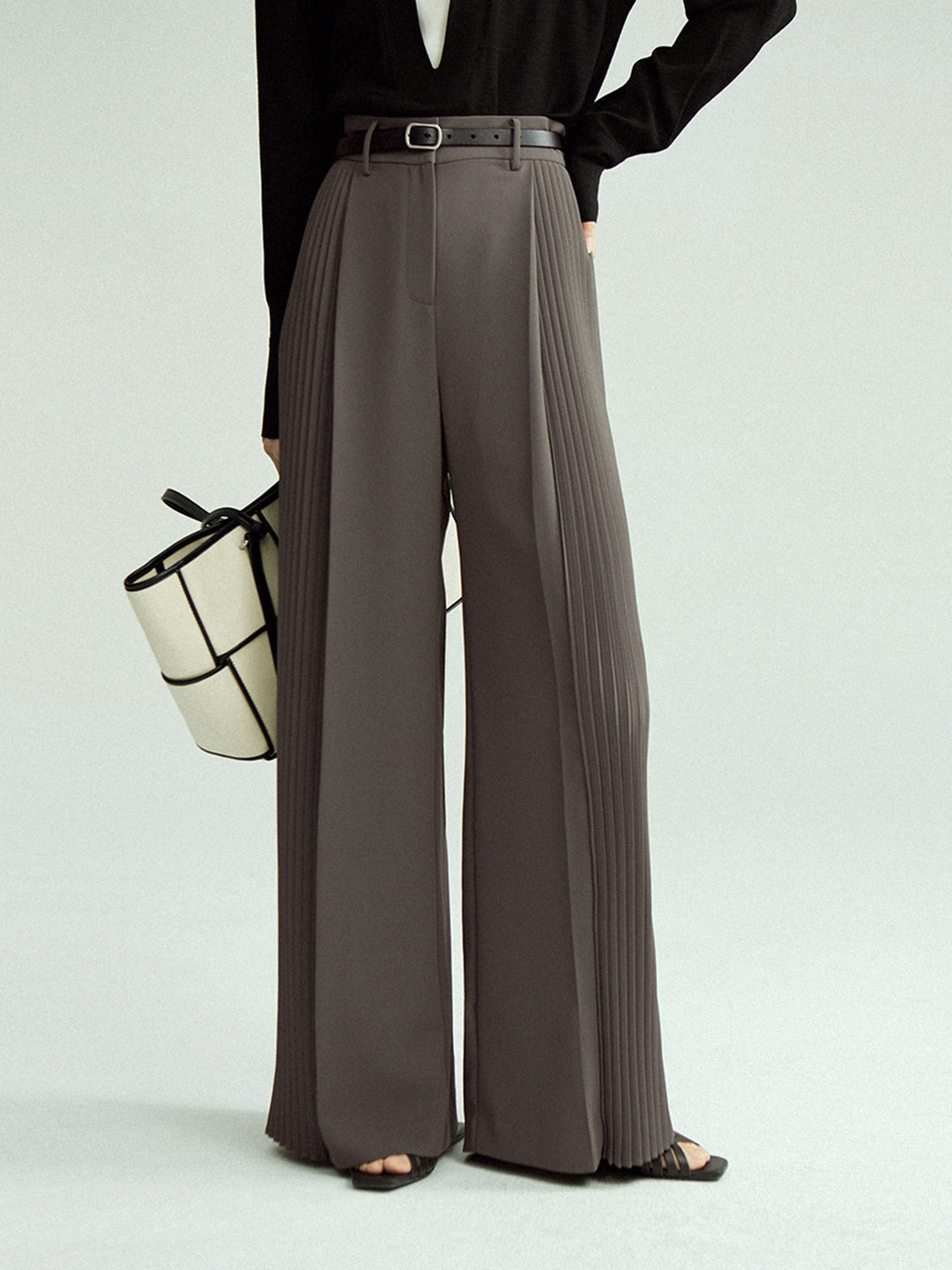 Pantalons Larges Plissés Sans Ceinture