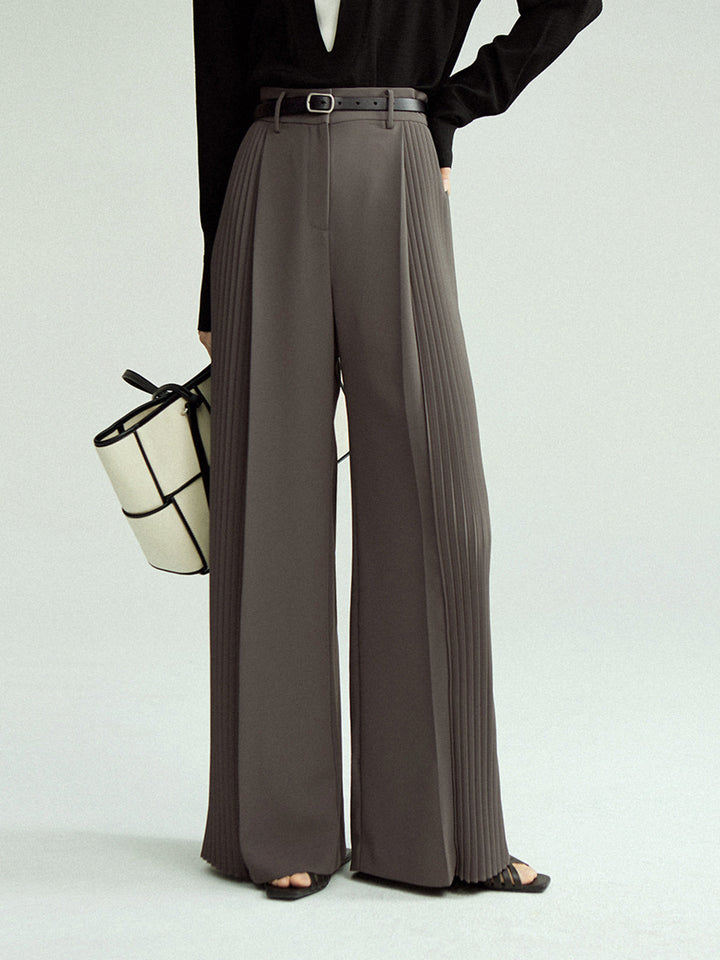 Pantalons Larges Plissés Sans Ceinture