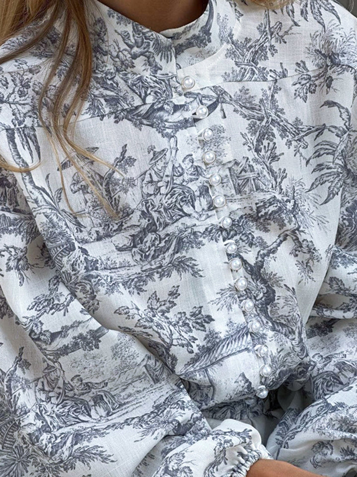 Robe Courte Trapèze à Nouer Imprimé Aquarelle