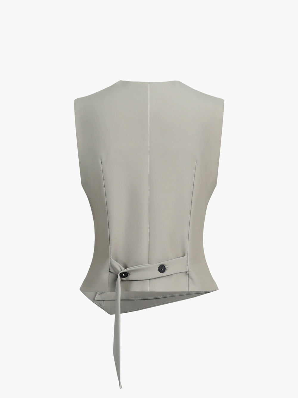 Gilet sans manches asymétrique vert grisâtre avec bouton